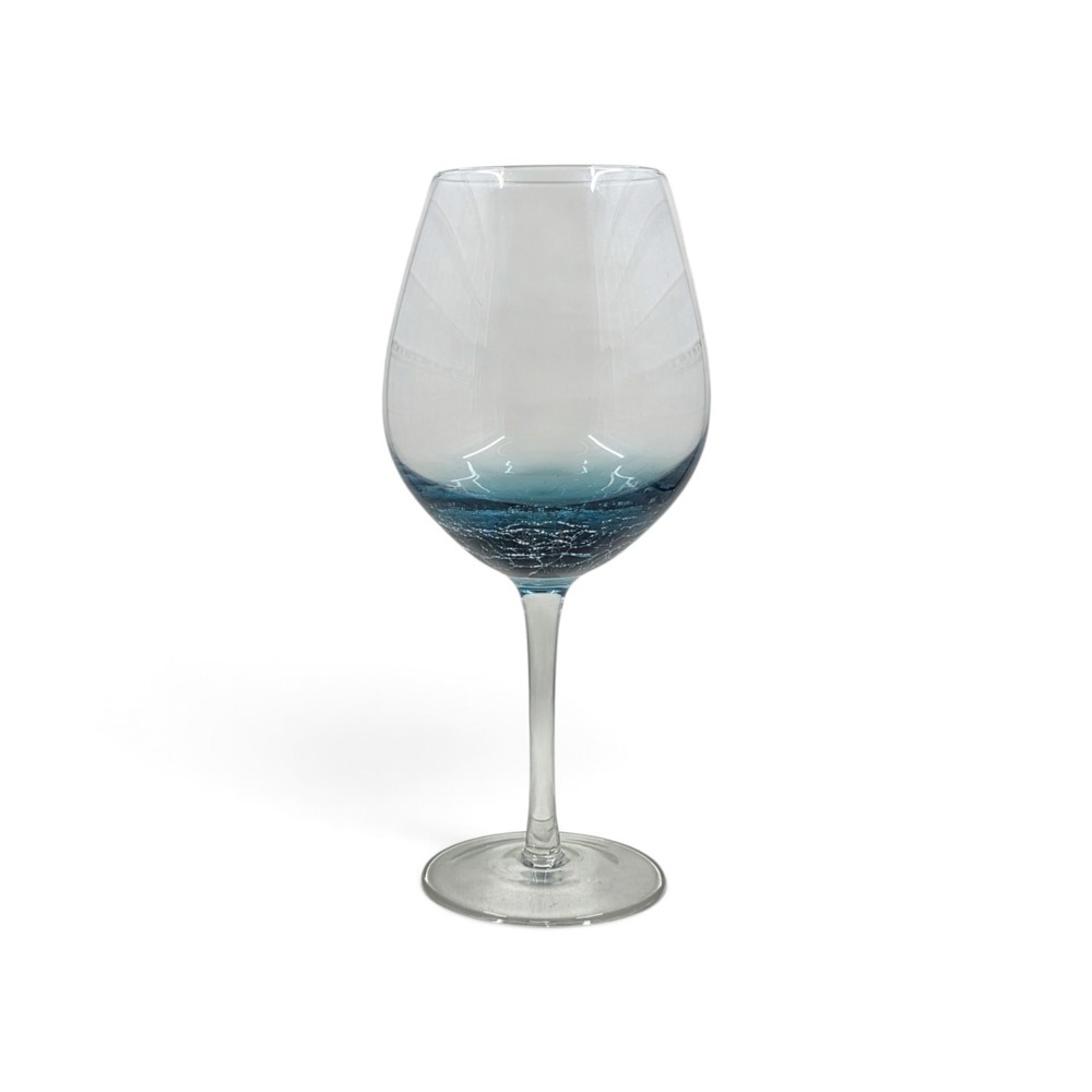 Pier 1 Teal Blue Crackle White Wine Glass 16 Oz 8-7/8"